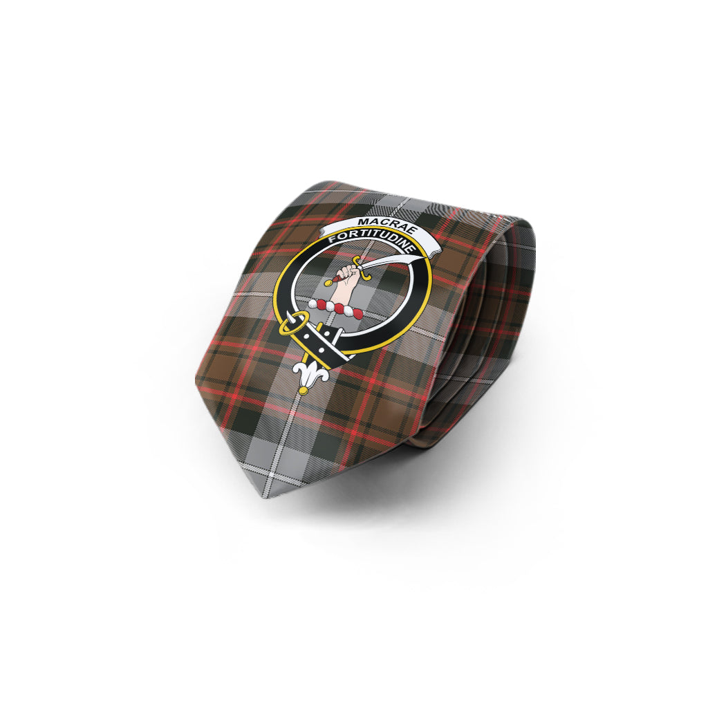 MacRae Hunting Weathered Tartan Classic Necktie with Family Crest - Tartan Vibes Clothing