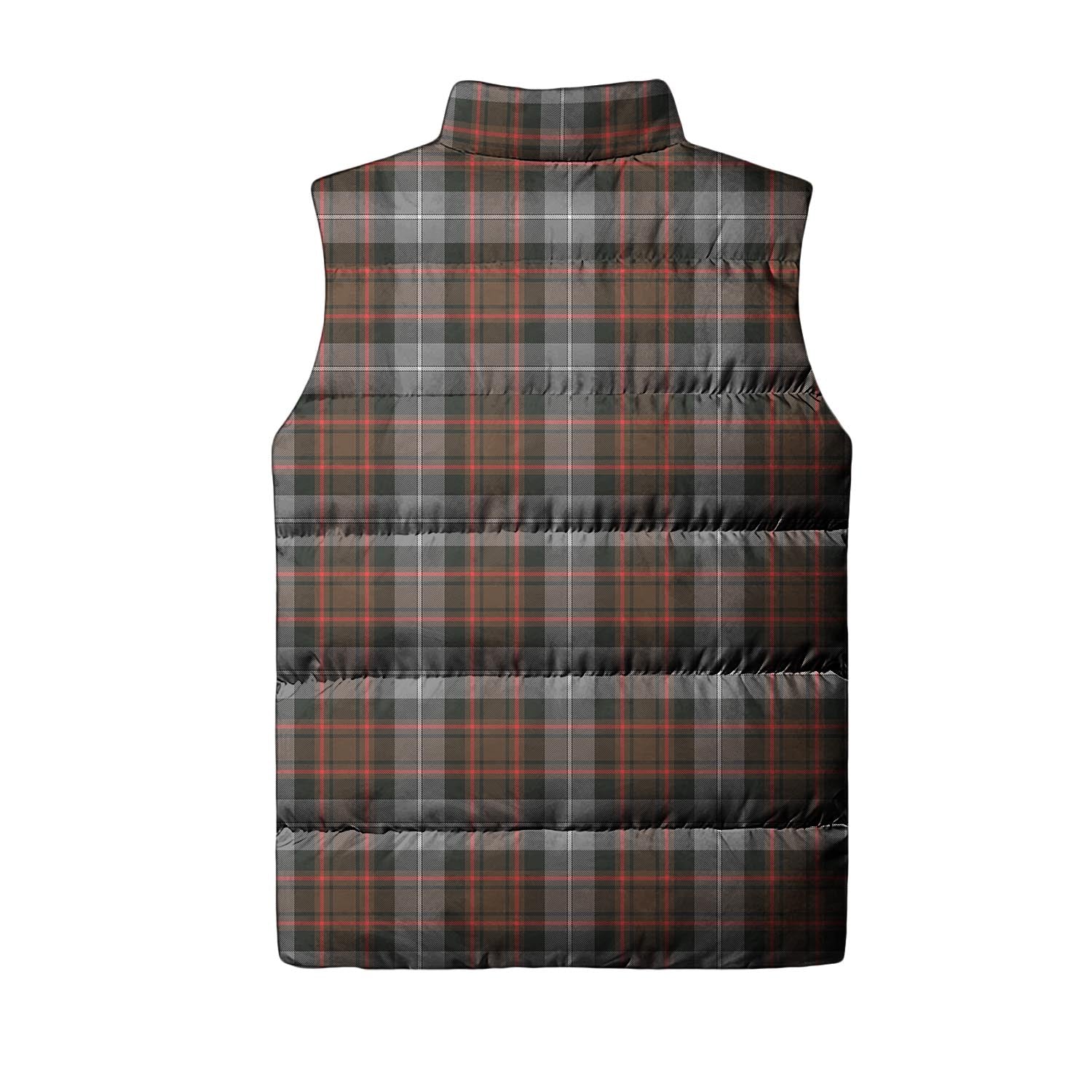 MacRae Hunting Weathered Tartan Sleeveless Puffer Jacket with Family Crest - Tartanvibesclothing