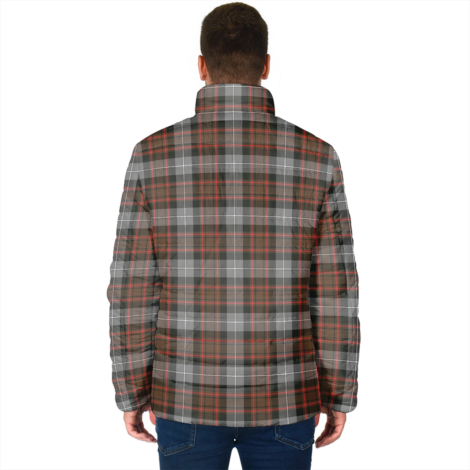 MacRae Hunting Weathered Tartan Padded Jacket with Family Crest - Tartan Vibes Clothing