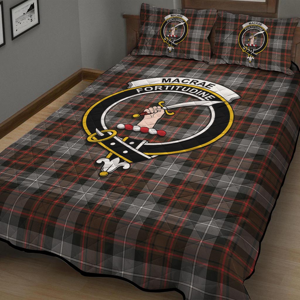 MacRae Hunting Weathered Tartan Quilt Bed Set with Family Crest - Tartan Vibes Clothing