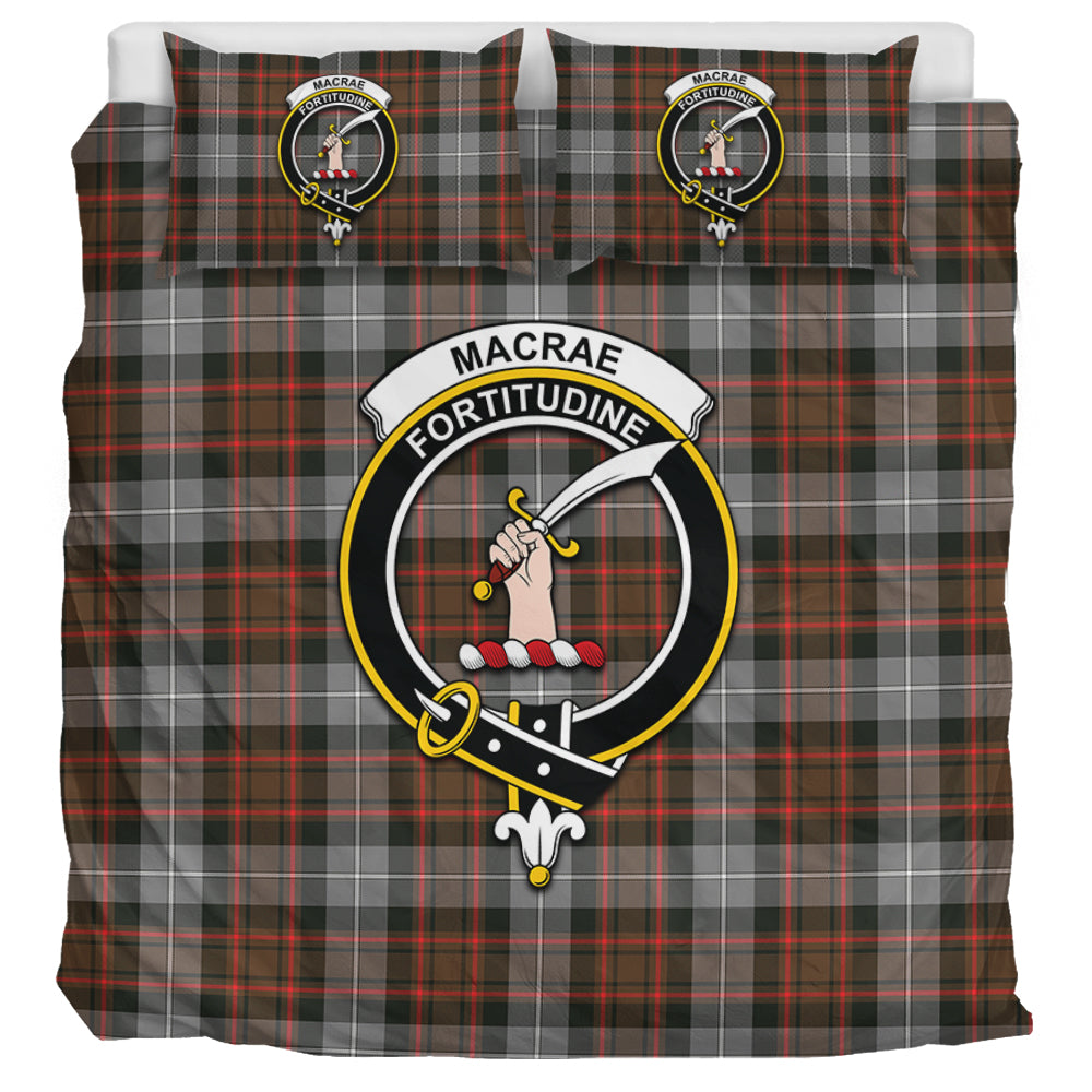 MacRae Hunting Weathered Tartan Bedding Set with Family Crest UK Bedding Set UK Super King 104*94 inch - Tartan Vibes Clothing