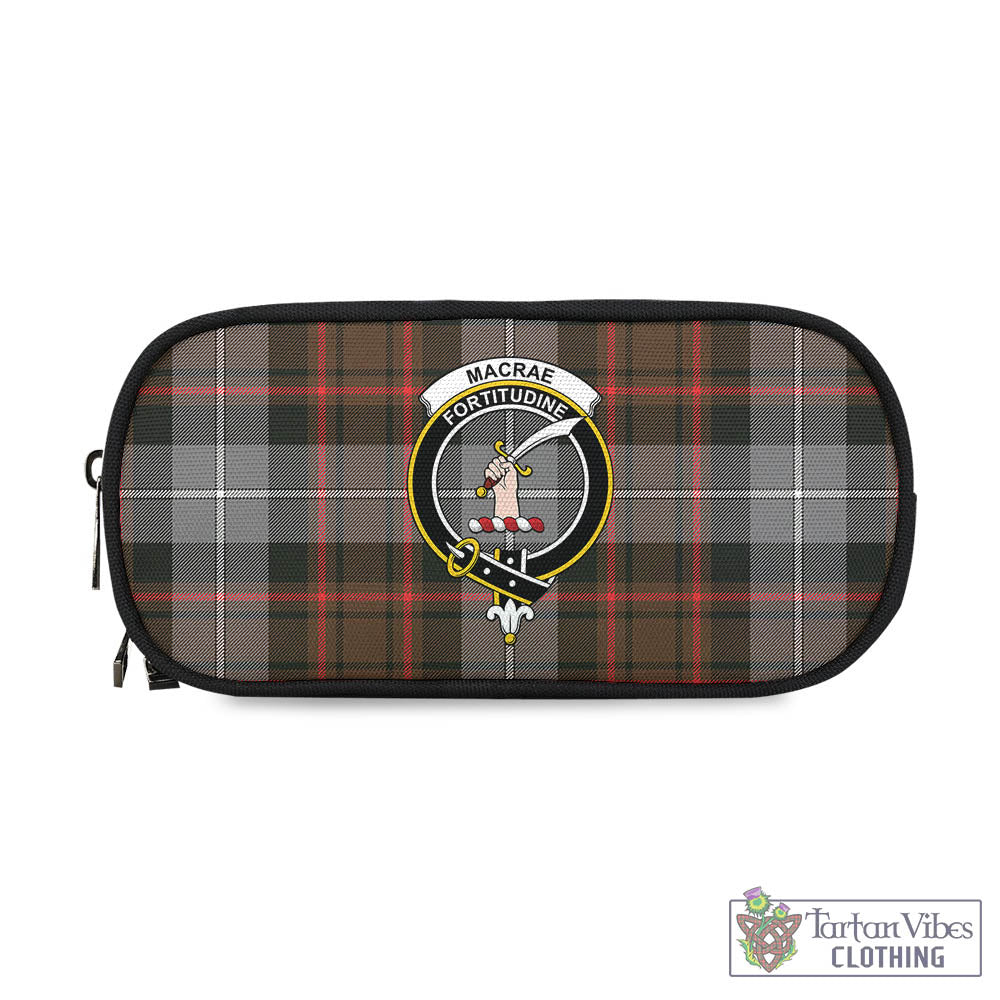 Tartan Vibes Clothing MacRae Hunting Weathered Tartan Pen and Pencil Case with Family Crest