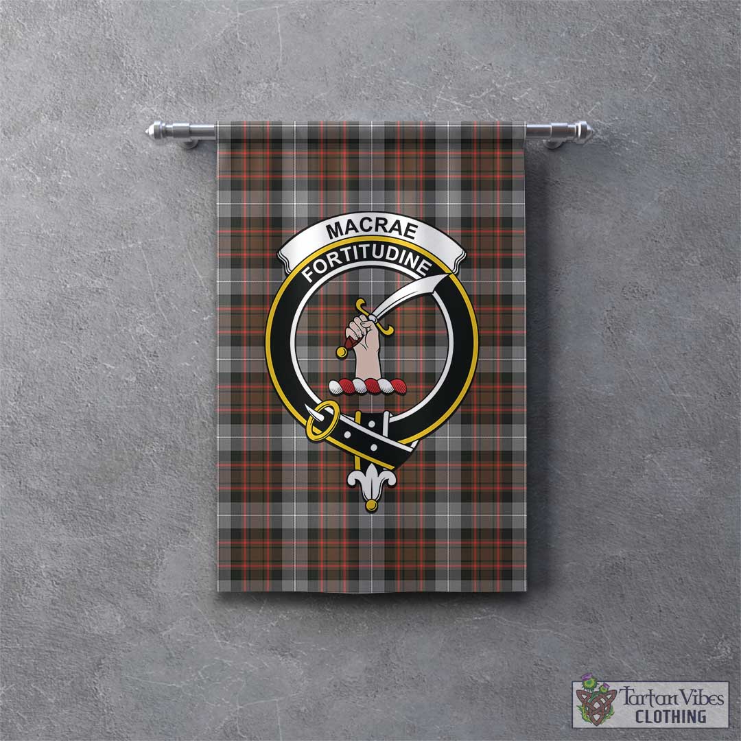 Tartan Vibes Clothing MacRae Hunting Weathered Tartan Gonfalon, Tartan Banner with Family Crest