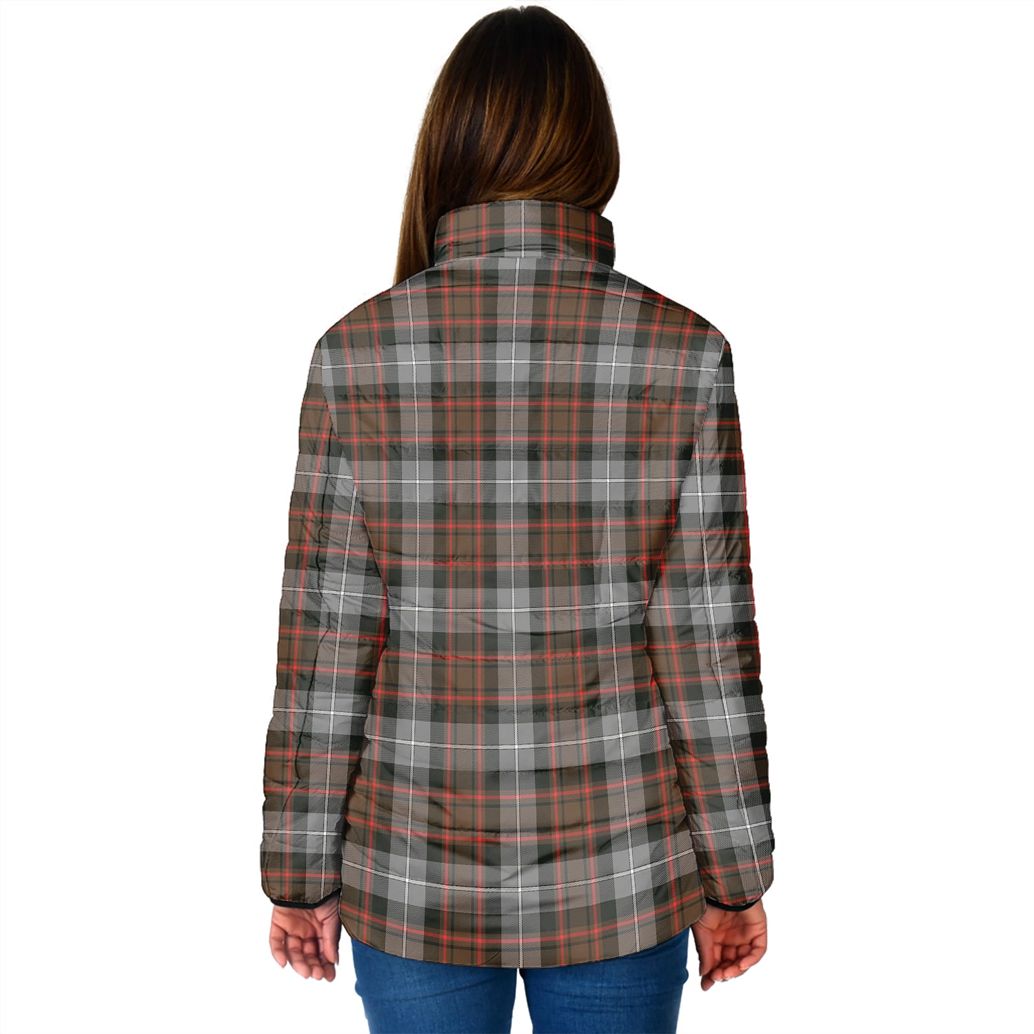 MacRae Hunting Weathered Tartan Padded Jacket with Family Crest - Tartan Vibes Clothing