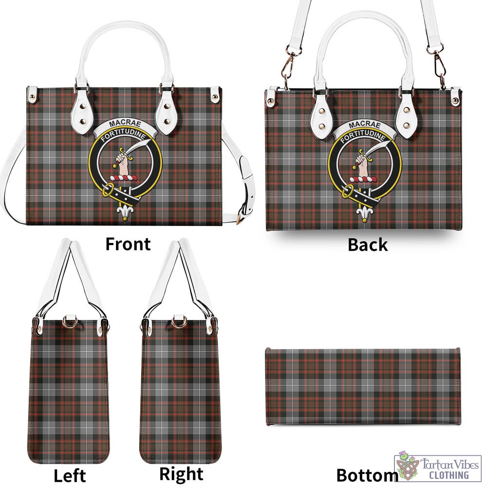 Tartan Vibes Clothing MacRae Hunting Weathered Tartan Luxury Leather Handbags with Family Crest