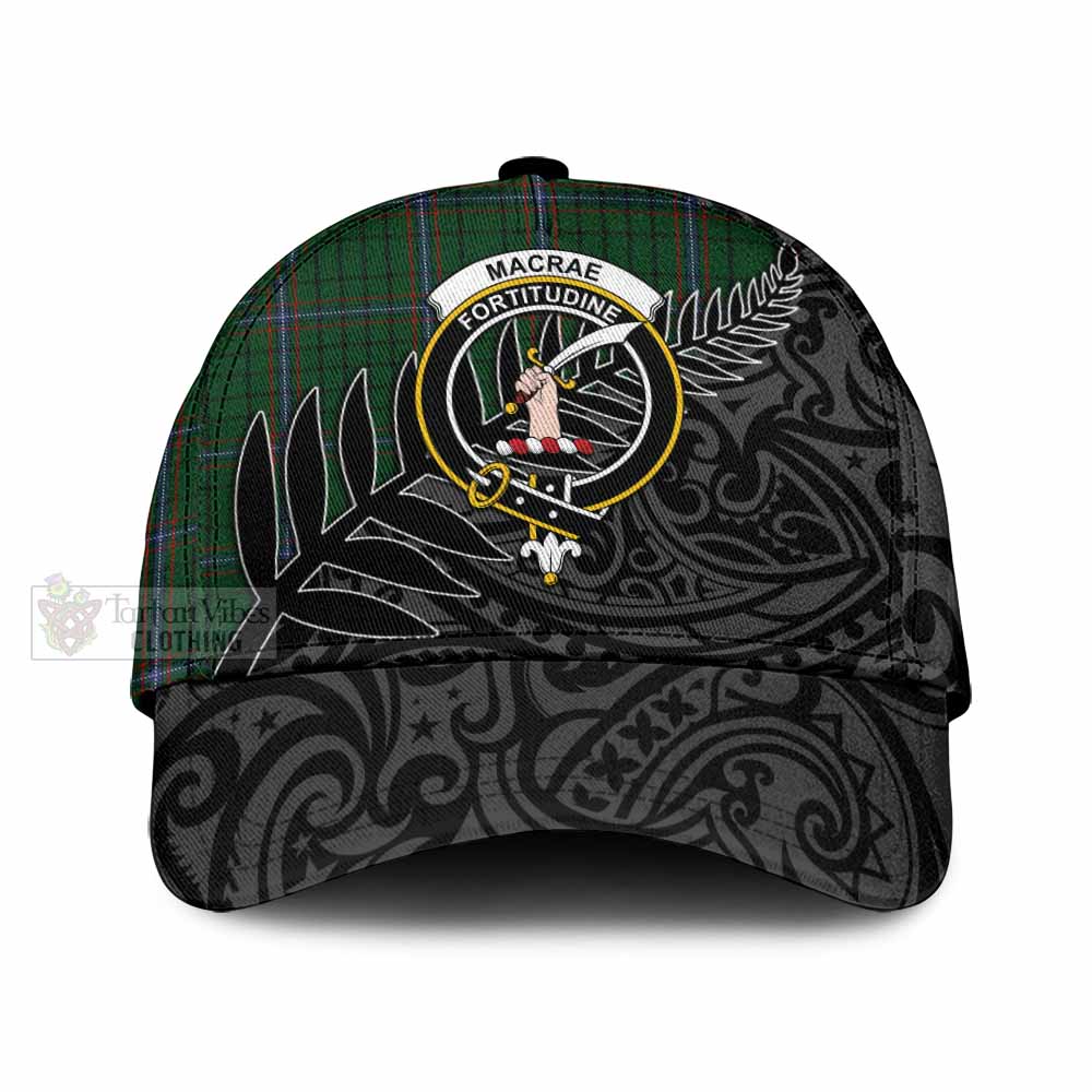 Tartan Vibes Clothing MacRae (McRae) Tartan Classic Cap with New Zealand Silver Fern Half Style