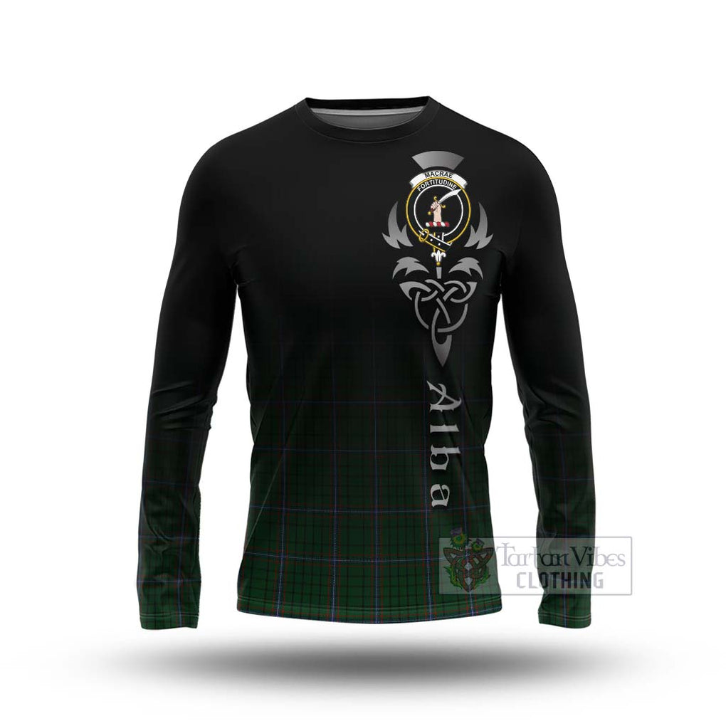 Tartan Vibes Clothing MacRae (McRae) Tartan Long Sleeve T-Shirt Featuring Alba Gu Brath Family Crest Celtic Inspired