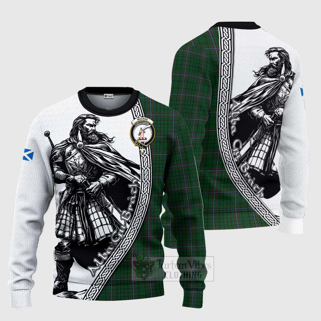 Tartan Vibes Clothing MacRae (McRae) Tartan Clan Crest Knitted Sweater with Highlander Warrior Celtic Style