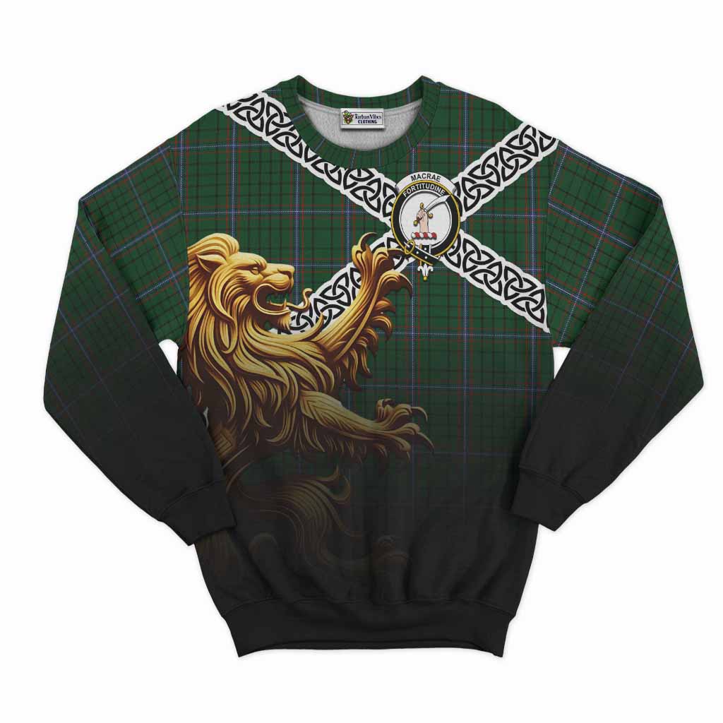 MacRae (McRae) Crest Tartan Sweatshirt with Golden Lion Emblem Celtic Style Unisex - Tartan Vibes Clothing