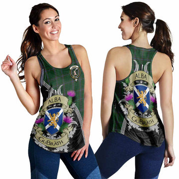 MacRae (McRae) Tartan Family Crest Women's Racerback Tanks Lion Rampant Royal Thistle Shield Celtic Inspired