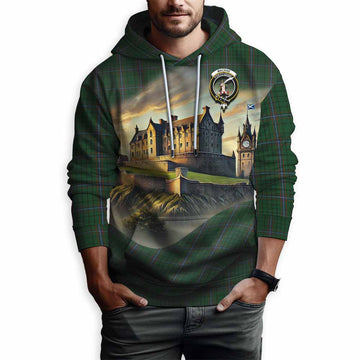 MacRae (McRae) Tartan Family Crest Hoodie with Scottish Ancient Castle Style Pullover Hoodie - Tartan Vibes Clothing