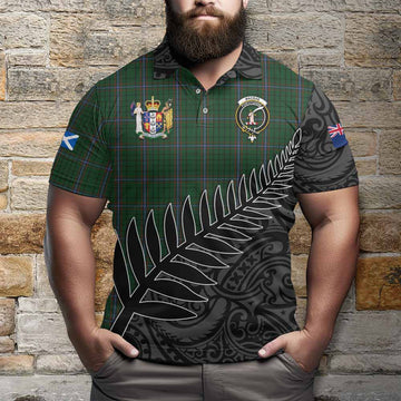 MacRae (McRae) Crest Tartan Polo Shirt with New Zealand Silver Fern Half Style