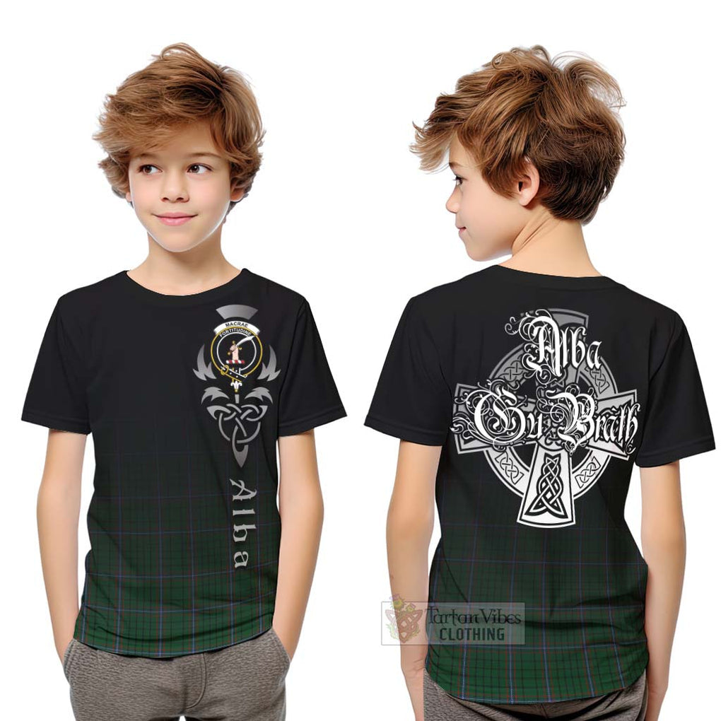 Tartan Vibes Clothing MacRae (McRae) Tartan Kid T-Shirt Featuring Alba Gu Brath Family Crest Celtic Inspired