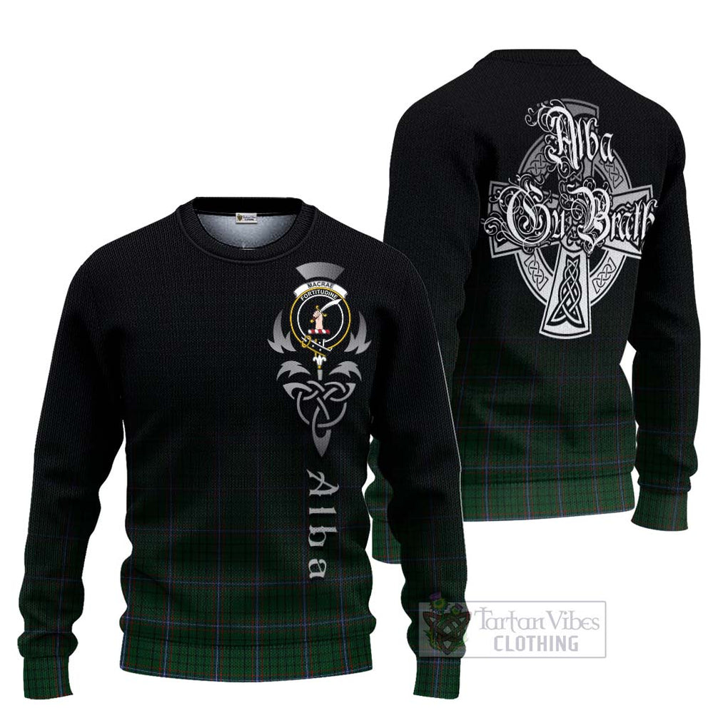 Tartan Vibes Clothing MacRae (McRae) Tartan Knitted Sweater Featuring Alba Gu Brath Family Crest Celtic Inspired