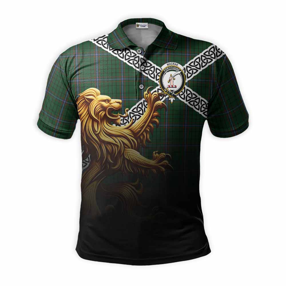 MacRae (McRae) Crest Tartan Polo Shirt with Golden Lion Emblem Celtic Style Kid - Tartan Vibes Clothing