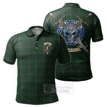 MacRae (McRae) Tartan Polo Shirt with Family Crest Celtic Skull Style