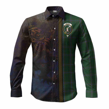 MacRae (McRae) Tartan Family Crest Long Sleeve Button Shirt Alba Gu Brath Be Brave Lion Ancient Style Men's Shirt S - Tartan Vibes Clothing
