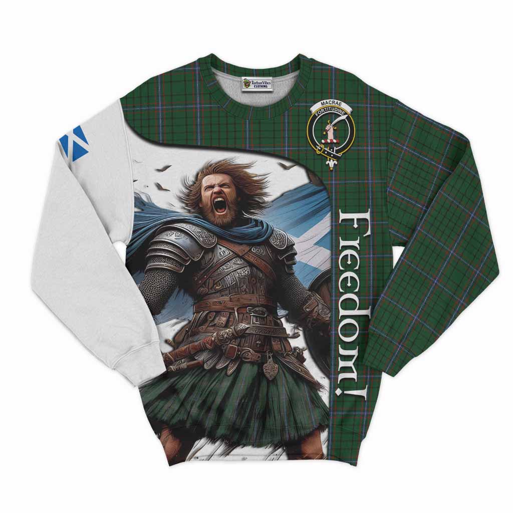 Tartan Vibes Clothing MacRae (McRae) Crest Tartan Sweatshirt Inspired by the Freedom of Scottish Warrior