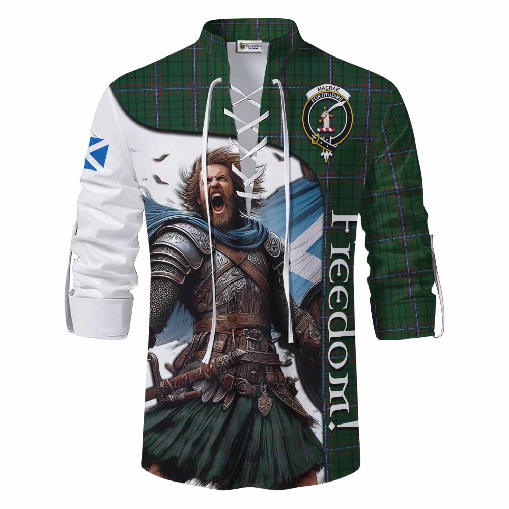 Tartan Vibes Clothing MacRae (McRae) Crest Tartan Ghillie Kilt Shirt Inspired by the Freedom of Scottish Warrior