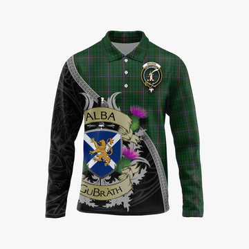 MacRae (McRae) Tartan Family Crest Long Sleeve Polo Shirt Lion Rampant Royal Thistle Shield Celtic Inspired Unisex - Tartan Vibes Clothing