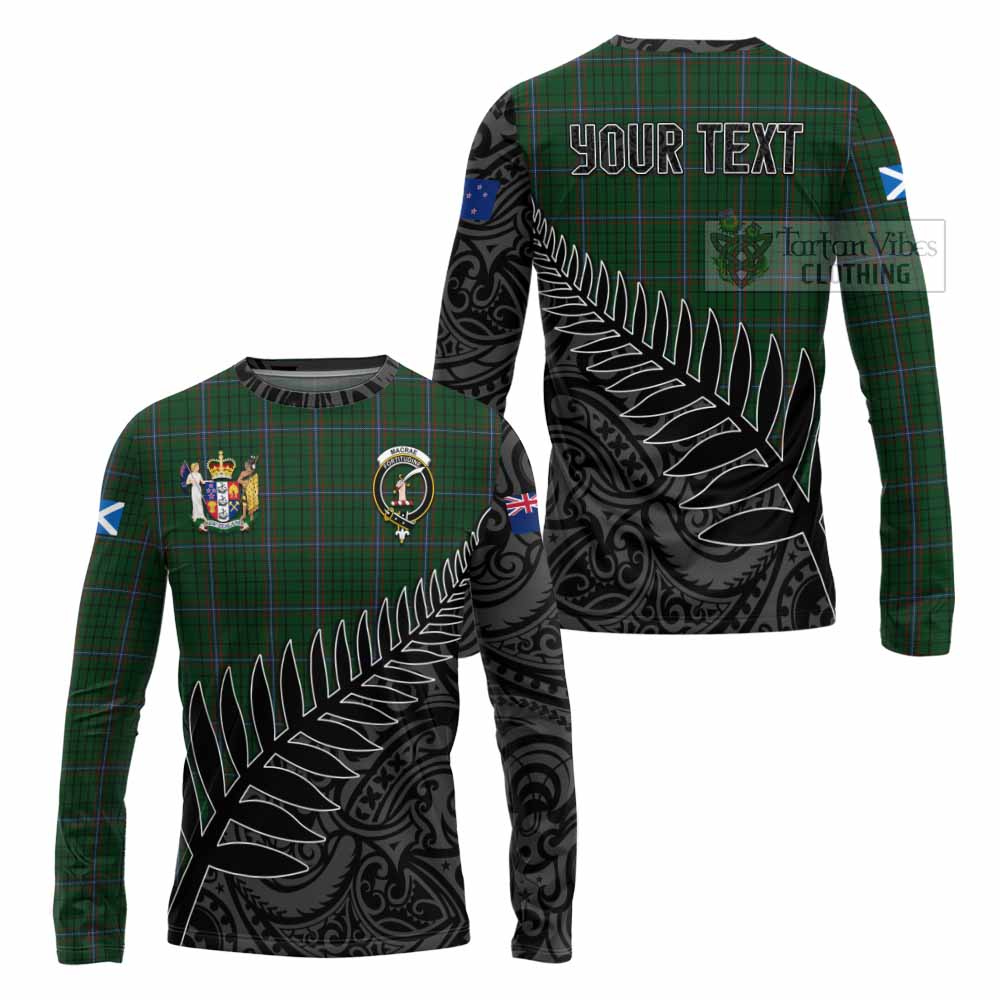 Tartan Vibes Clothing MacRae (McRae) Crest Tartan Long Sleeve T-Shirt with New Zealand Silver Fern Half Style