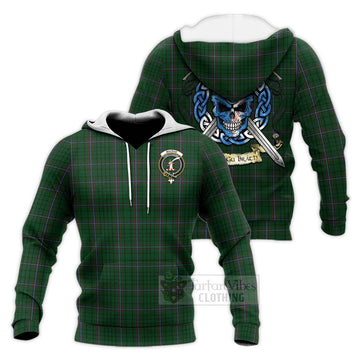 MacRae (McRae) Tartan Knitted Hoodie with Family Crest Celtic Skull Style