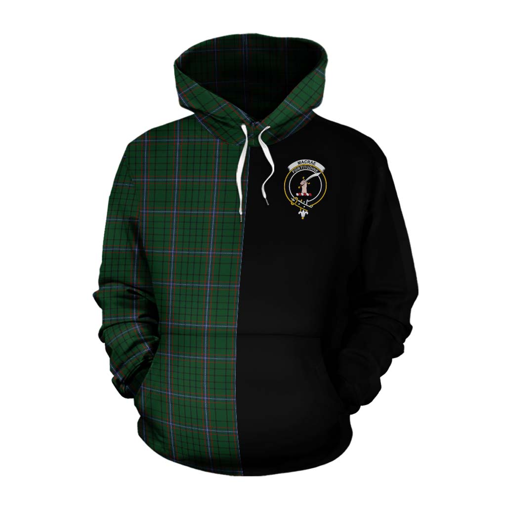 Tartan Vibes Clothing MacRae (McRae) Tartan Cotton Hoodie with Family Crest and Half Of Me Style