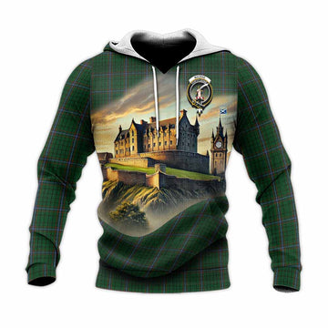 MacRae (McRae) Tartan Family Crest Knitted Hoodie with Scottish Ancient Castle Style Unisex Knitted Pullover Hoodie - Tartan Vibes Clothing