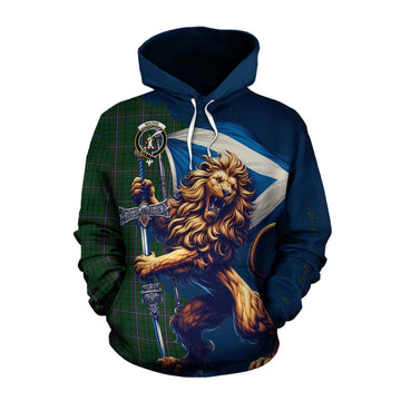 MacRae (McRae) Tartan Family Crest Cotton Hoodie with Scottish Majestic Lion Pullover Hoodie XS - Tartan Vibes Clothing