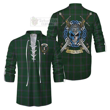 MacRae (McRae) Tartan Ghillie Kilt Shirt with Family Crest Celtic Skull Style