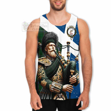 MacRae (McRae) Tartan Men's Tank Top with Family Crest Scottish Bagpiper Vibes