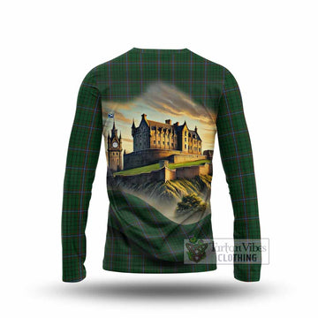 MacRae (McRae) Tartan Family Crest Long Sleeve T-Shirt with Scottish Ancient Castle Style - Tartan Vibes Clothing