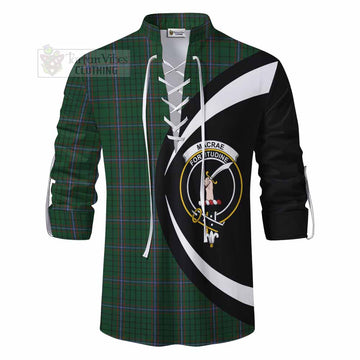 MacRae (McRae) Tartan Ghillie Kilt Shirt with Family Crest Circle Style