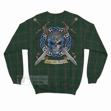 MacRae (McRae) Tartan Sweatshirt with Family Crest Celtic Skull Style