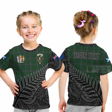 MacRae (McRae) Crest Tartan Kid T-Shirt with New Zealand Silver Fern Half Style