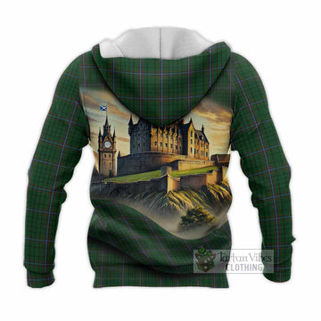 MacRae (McRae) Tartan Family Crest Knitted Hoodie with Scottish Ancient Castle Style - Tartan Vibes Clothing