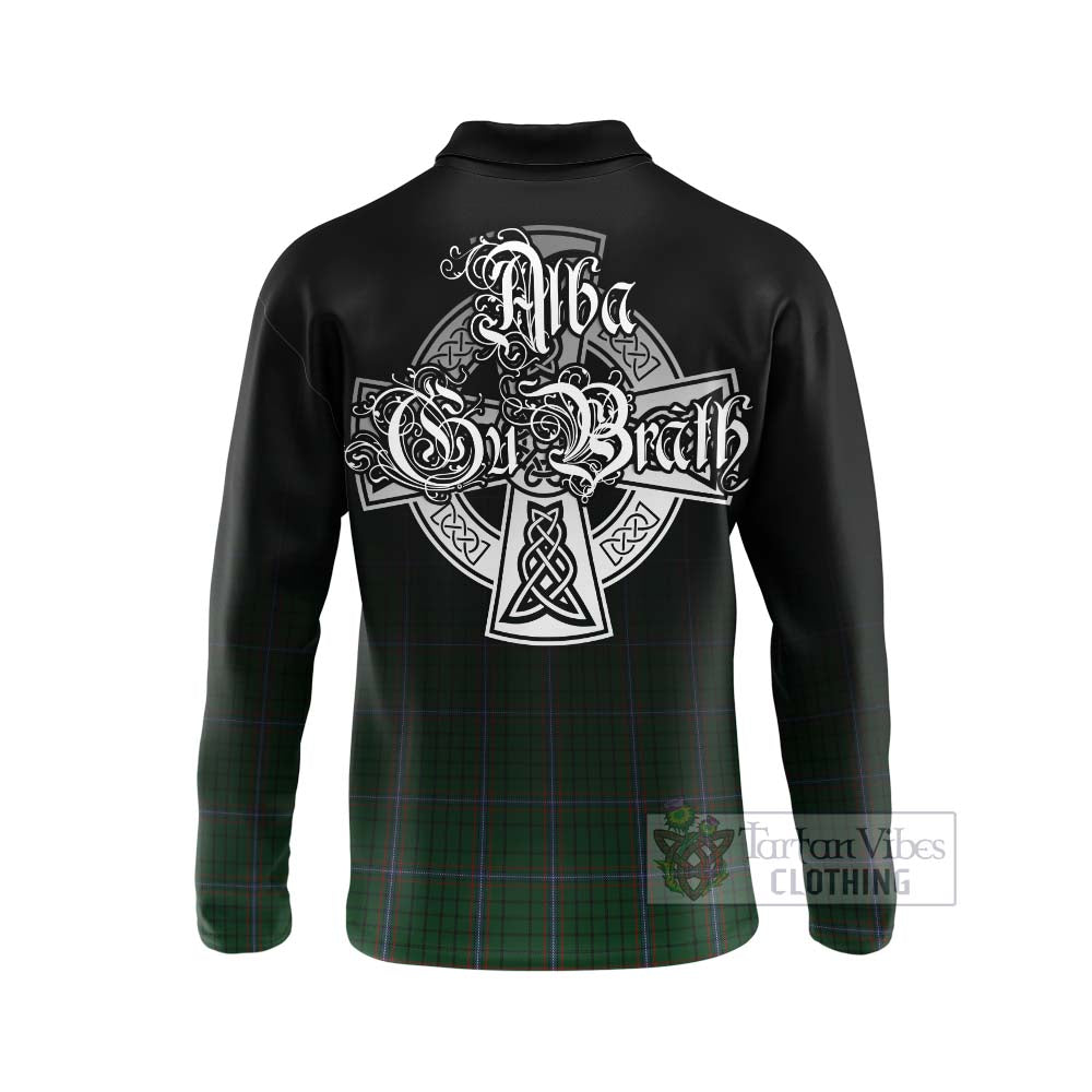 Tartan Vibes Clothing MacRae (McRae) Tartan Long Sleeve Polo Shirt Featuring Alba Gu Brath Family Crest Celtic Inspired