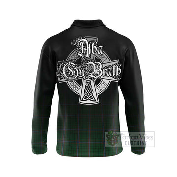 MacRae (McRae) Tartan Long Sleeve Polo Shirt Featuring Alba Gu Brath Family Crest Celtic Inspired