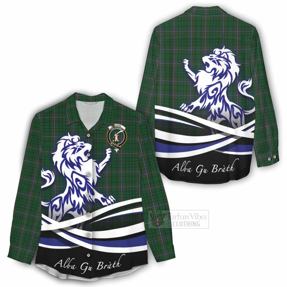 Tartan Vibes Clothing MacRae (McRae) Tartan Women's Casual Shirt with Alba Gu Brath Regal Lion Emblem