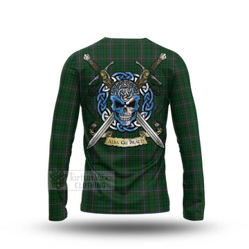 MacRae (McRae) Tartan Long Sleeve T-Shirt with Family Crest Celtic Skull Style