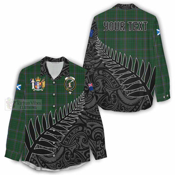 MacRae (McRae) Crest Tartan Women's Casual Shirt with New Zealand Silver Fern Half Style