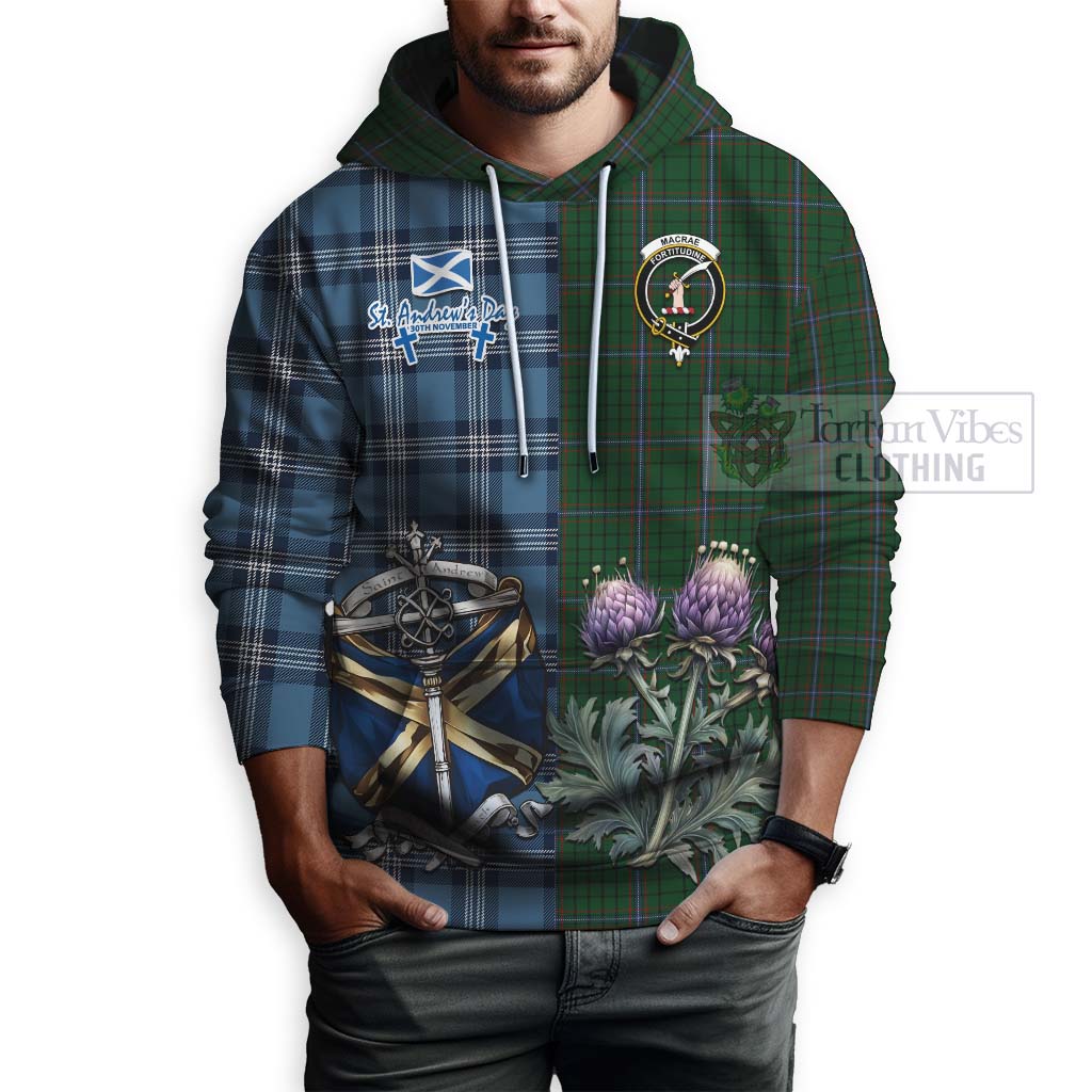 Tartan Vibes Clothing MacRae (McRae) Tartan Hoodie Happy St. Andrew's Day Half Tartan Style