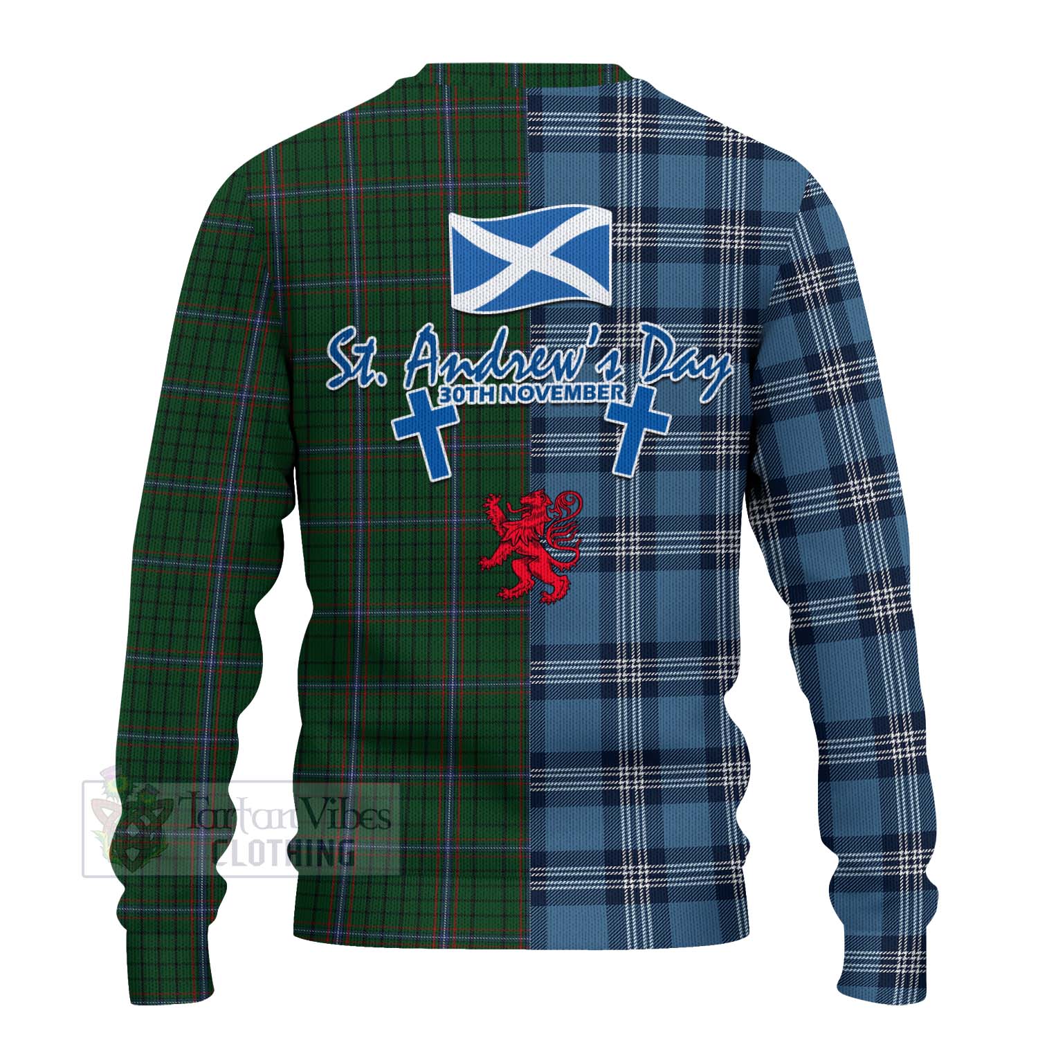 Tartan Vibes Clothing MacRae (McRae) Tartan Knitted Sweater Happy St. Andrew's Day Half Tartan Style