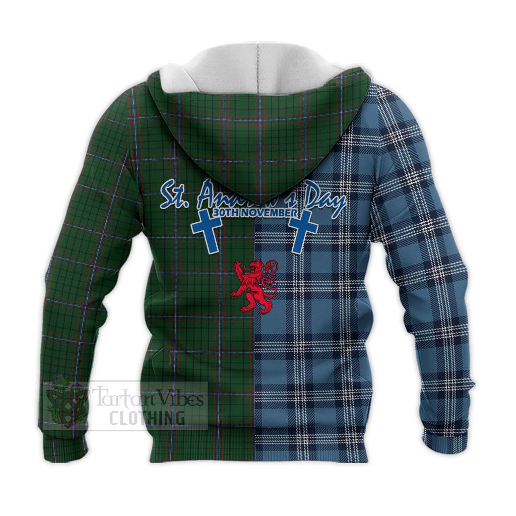 Tartan Vibes Clothing MacRae (McRae) Tartan Knitted Hoodie Happy St. Andrew's Day Half Tartan Style