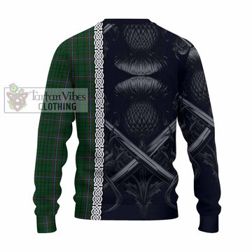 MacRae (McRae) Tartan Knitted Sweater with Family Crest Cross Sword Thistle Celtic Vibes