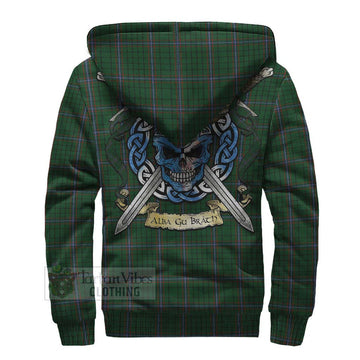 MacRae (McRae) Tartan Sherpa Hoodie with Family Crest Celtic Skull Style