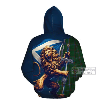 MacRae (McRae) Tartan Family Crest Cotton Hoodie with Scottish Majestic Lion Pullover Hoodie - Tartan Vibes Clothing