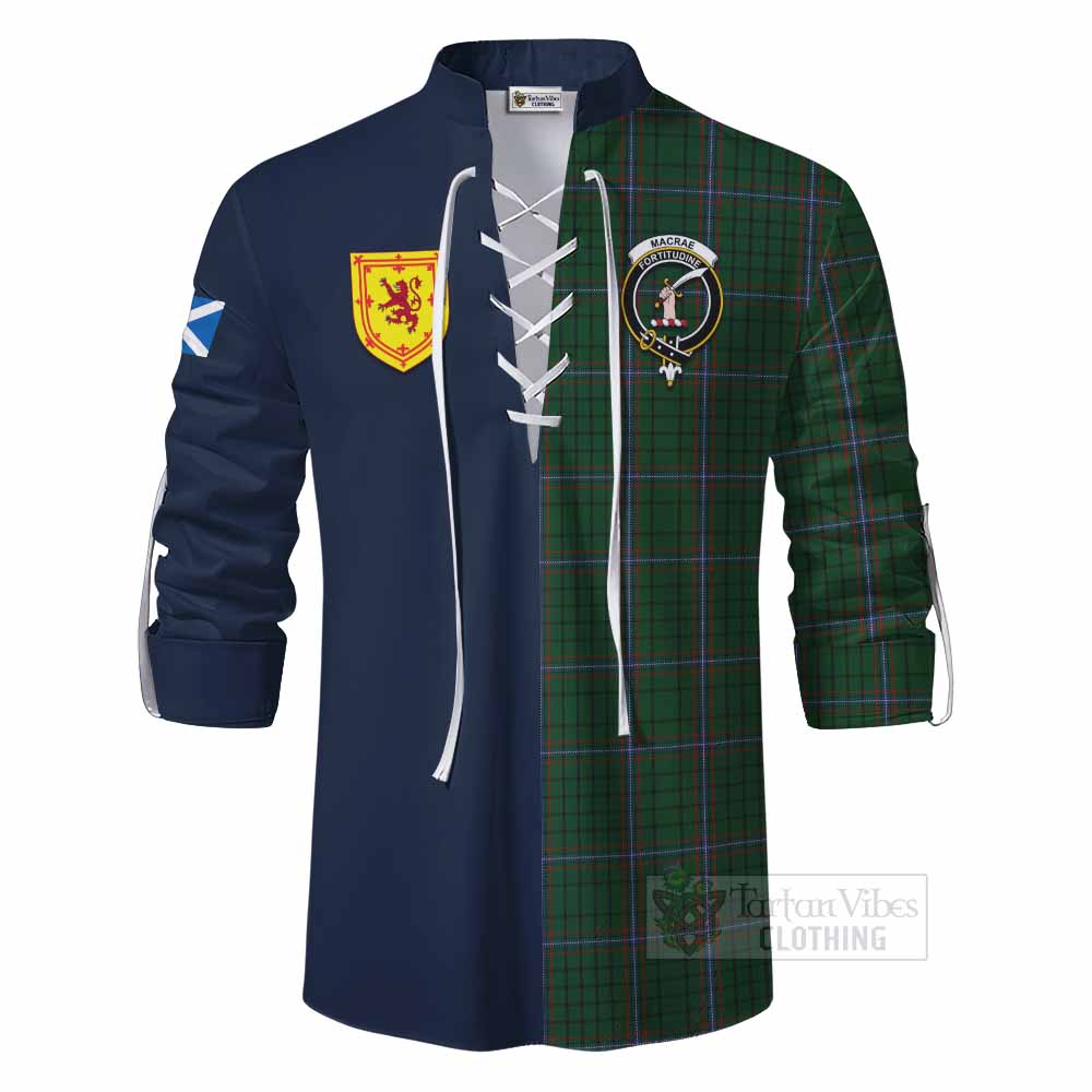 MacRae (McRae) Tartan Ghillie Kilt Shirt Alba with Scottish Lion Royal Arm Half Style