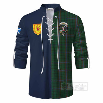 MacRae (McRae) Tartan Ghillie Kilt Shirt Alba with Scottish Lion Royal Arm Half Style