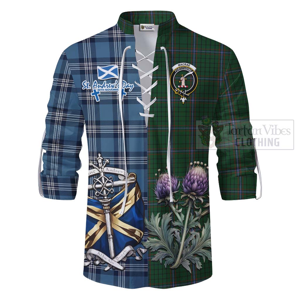 MacRae (McRae) Tartan Ghillie Kilt Shirt Happy St. Andrew's Day Half Tartan Style - Tartan Vibes Clothing